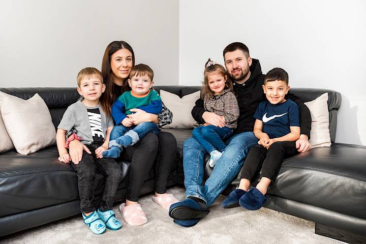 family sat in the livingroom