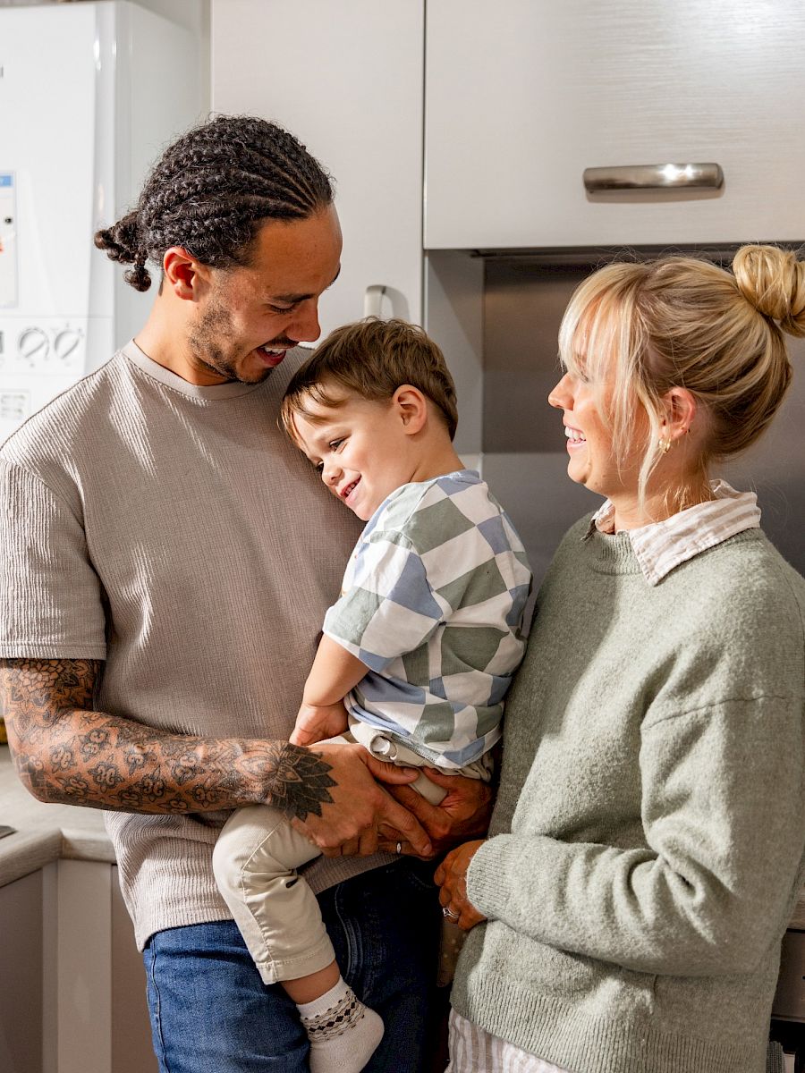 Family in kitchen